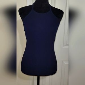 NY&CO Woman's 7th Avenue Design Studio Knit Halter Top Navy Medium